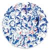 50-Piece Original Blue Line Art Girl Cartoon Stickers - Waterproof Decals for Phone Cases, Guitars, Helmets & Water Cups