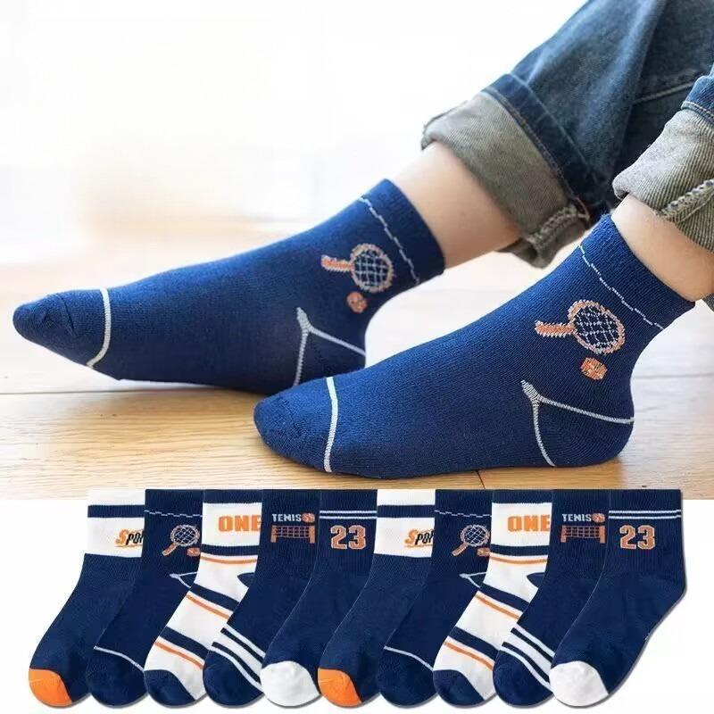 Kids Sports Crew Socks Knee Socks Breathable Tennis & Number Print Cotton Socks for Boys Athletic & Daily Wear