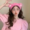 Disney Strawberry Bear Plush Hairband Women's Winter Face Wash Anti-Slip Headband Used for Applying Mask Special Headband Hairpin Headgear