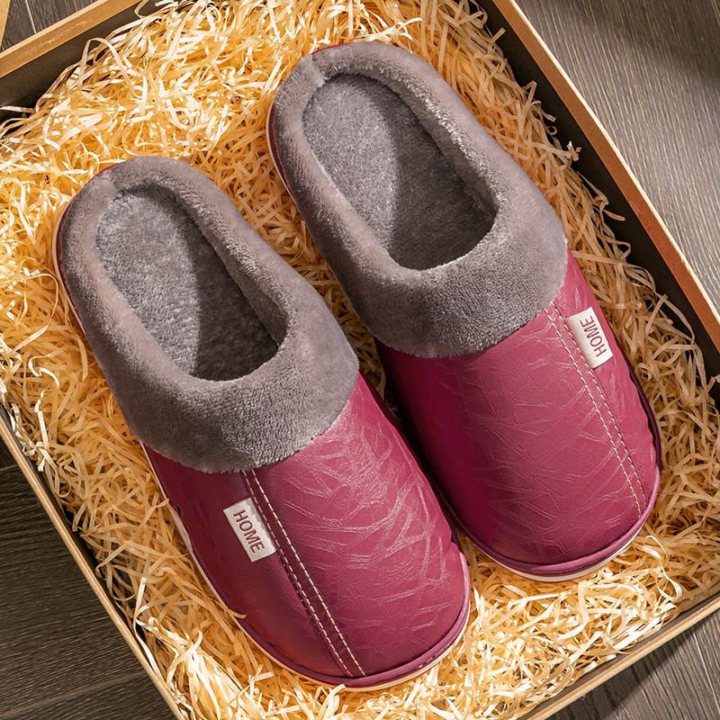 Fashion Luxury Sandals Unisex Slippers Winter Keep Warm Plush PU Leather Waterproof Indoor Outdoor Walking Shoes Men Women Size 36-47