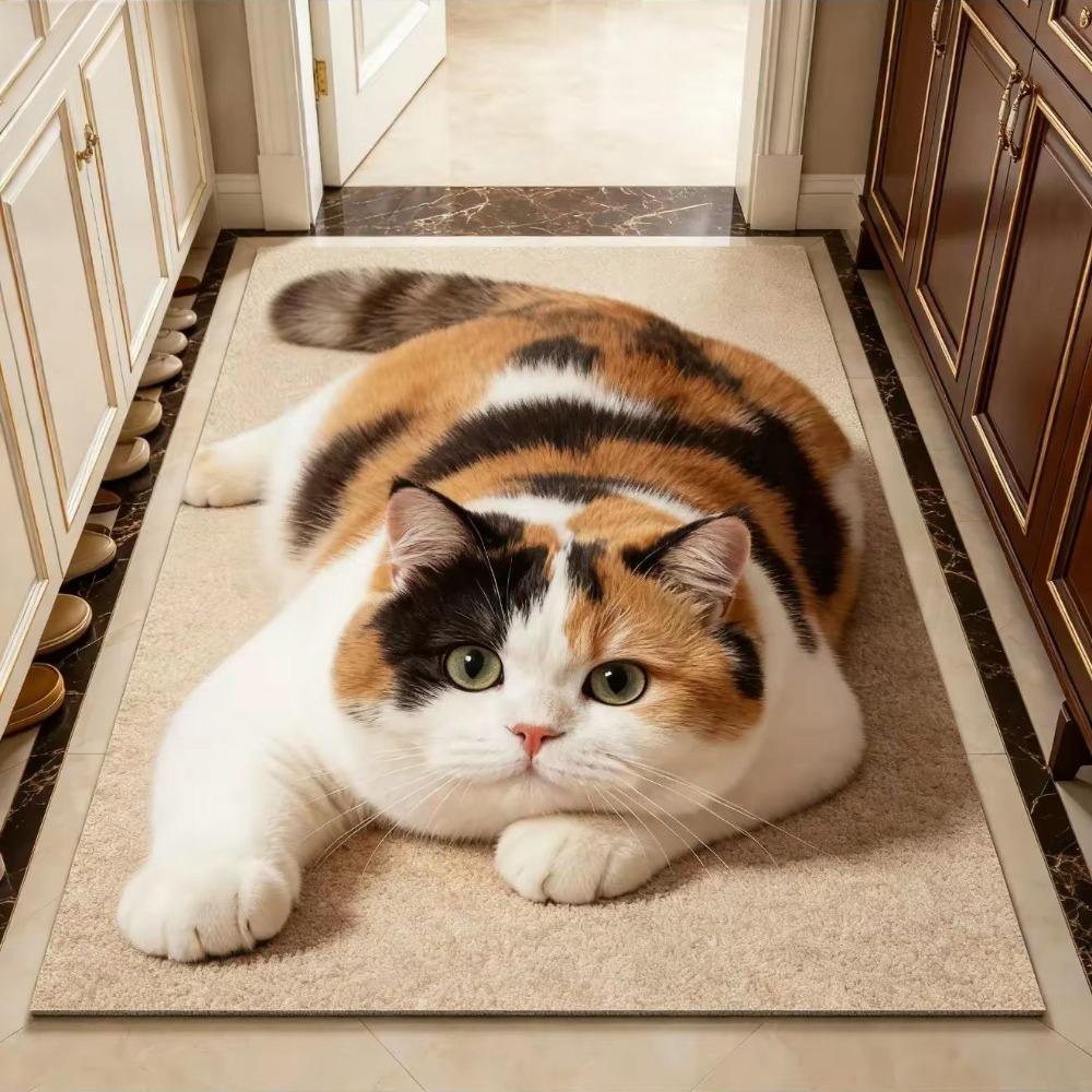 Realistic Bathroom Carpet Diatomaceous Earth Bedroom Door Rug Cute 3D Cat Floor Mat Home Decor
