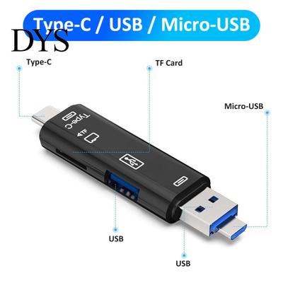 TF Card Reader Plug Play High Speed 5-In-1 USB 3.0 Type-C for Computer Micro