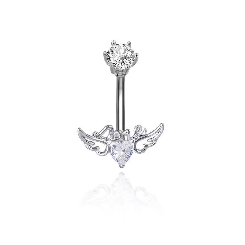 Minimalist Angel Wings Navel Piercing Ring Sexy Hypoallergenic Stainless Steel Belly Button Body Jewelry for Women