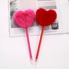 Heart Shape Pom Pom Ballpoint Pen Cute Cartoon Gel Pen for Journal Fluffy Soft Top Student Writing Gift Kawaii School Supplies