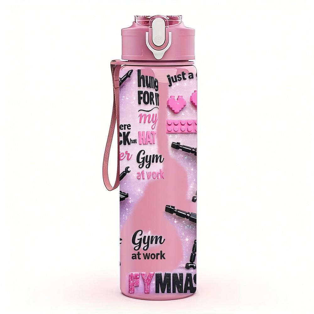 1PC Cheer Girl Sport Slogan Text Print 750ml Color Plastic Sports Water Bottle Leakproof Flip Straw Lid Suitable for Sports Office Home Use