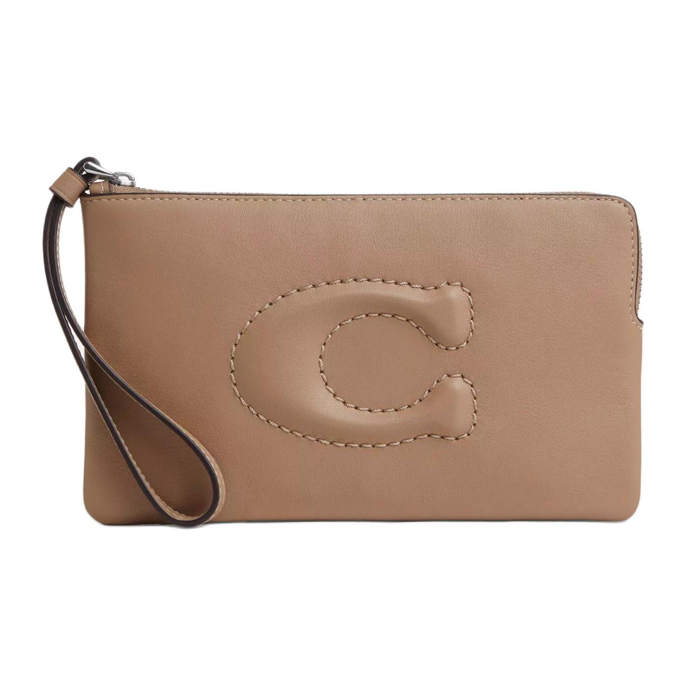 

Coach Wristlet 20 Logo Zipper Closure Smooth Leather Clutch Small Women clutch Silver Gray CR392-SVTP Basic Set (Bag+Dust Bag)