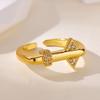 Stainless Steel Geometric Ring for Women Dainty 18K Gold-Plated Anti Fading Open Rings Wedding Jewelry  Accessories Gift 2025