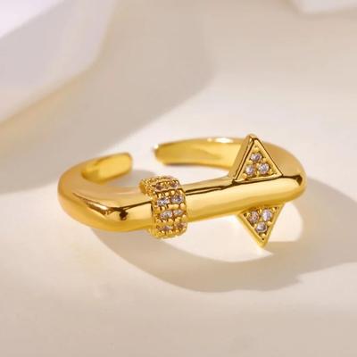Stainless Steel Geometric Ring for Women Dainty 18K Gold-Plated Anti Fading Open Rings Wedding Jewelry Accessories Gift 2025