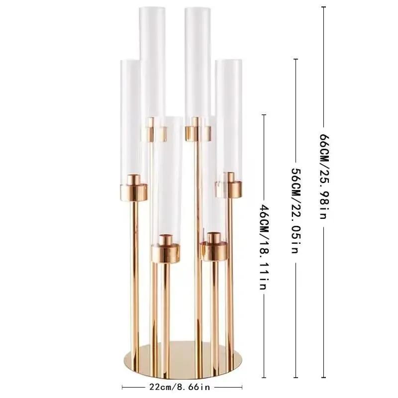 

1 предмет элегантного золотого 5-рожкового подсвечника, центральное украшение, металлическая настольная подставка с акриловым покрытием, идеальный дизайн 1Pc