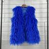 Plus Size Faux Shearling Vest Mid-Length Fur Coat Warm Sleeveless Jacket Women