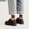 1 thick bottom hole nameplate iron plate small leather shoes female, low top leather double yellow line student medium thick loose