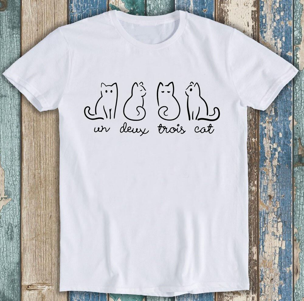 97 Un Deux Trois Cat Lovers Dad Mom Cute Funny Gift Tee T Shirt M1299