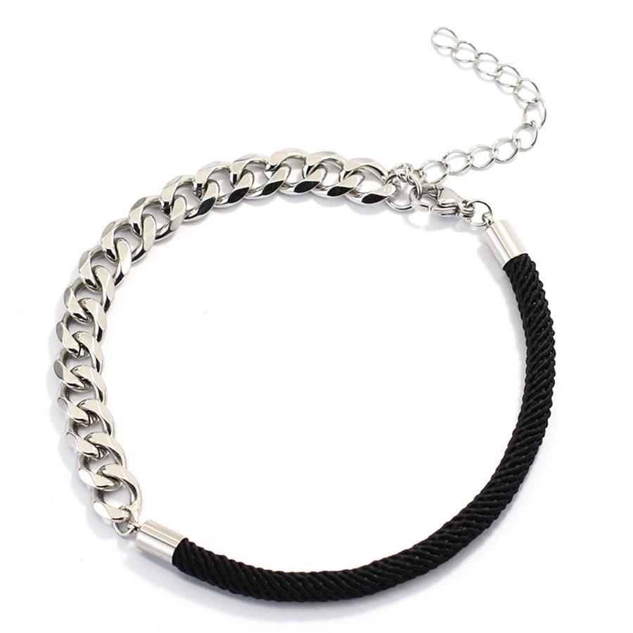 Simple Milanese Rope Braided Chain Splicing Titanium Steel Bracelet Men Women Unisex Style Couple Hand Jewelry Wristband