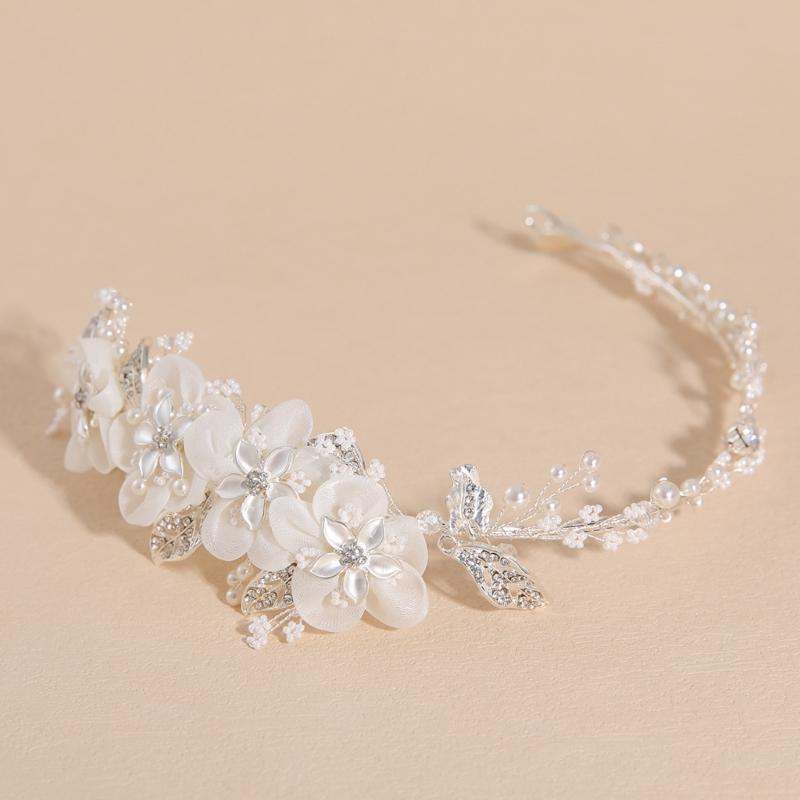 Elegant Asymmetric Snowflake Bridal Tiaras Made Of Copper Alloy With Simulated Pearls For Special Occasions