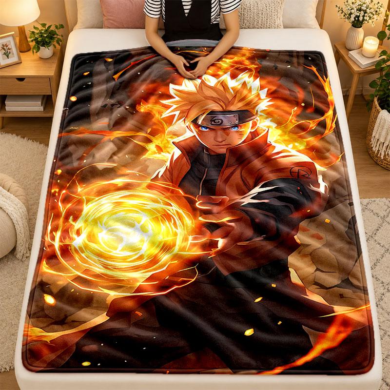 Flannel BlanketNaruto Uzumaki Warm Soft Throw Blanket for Indoor Sofa Bed Living Room Use