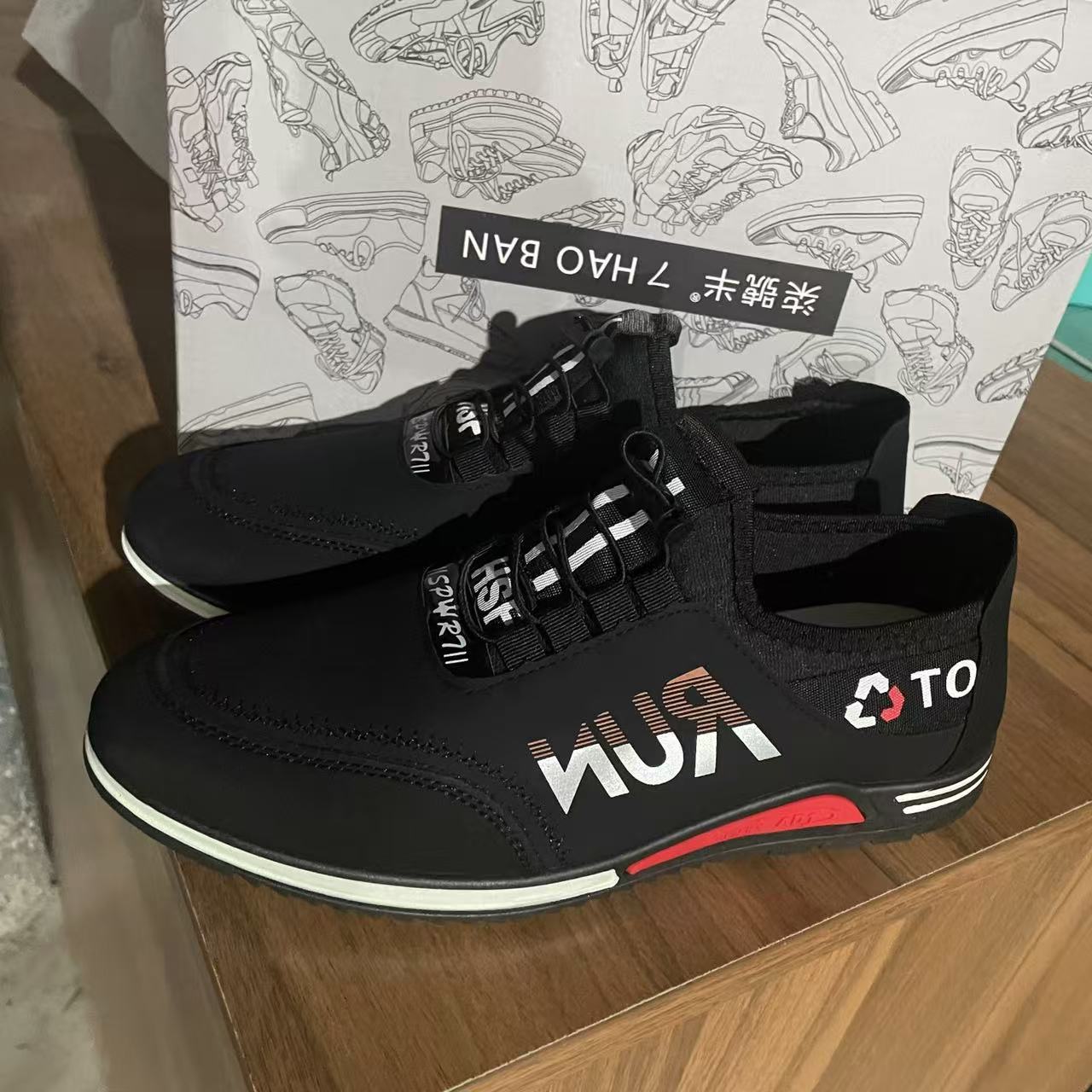 

[Source Factory] Мужская обувь Весна 2025 Тренд Повседневная обувь для активного отдыха Легкая и дышащая мужская кожаная обувь Обувь Doudou 44 чёрный