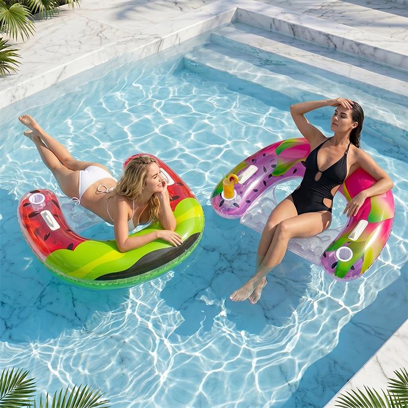 Fire Dragon Fruit Inflatable Water Sofa: Single-Person U-Shaped Pool Float