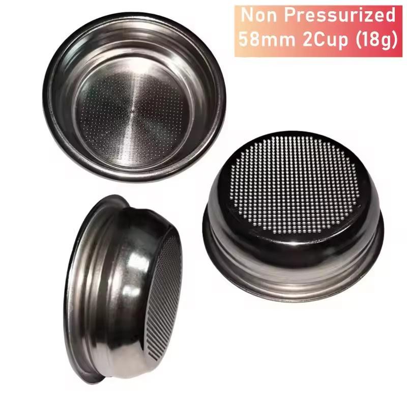 58mm 2Ear Stainless Steel Single/Double Mouth Portafilter Bottomless with Coffee Brush for Expobar/LeLit/WEGA E61 Coffee Machine