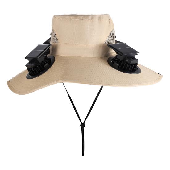 Chapéu Balde com Ventilador Solar Unissex Ajustável Aba Larga Chapéu de Sol com Painel Solar Integrado Ventilador de Resfriamento Proteção UV Chapéu de Pescador