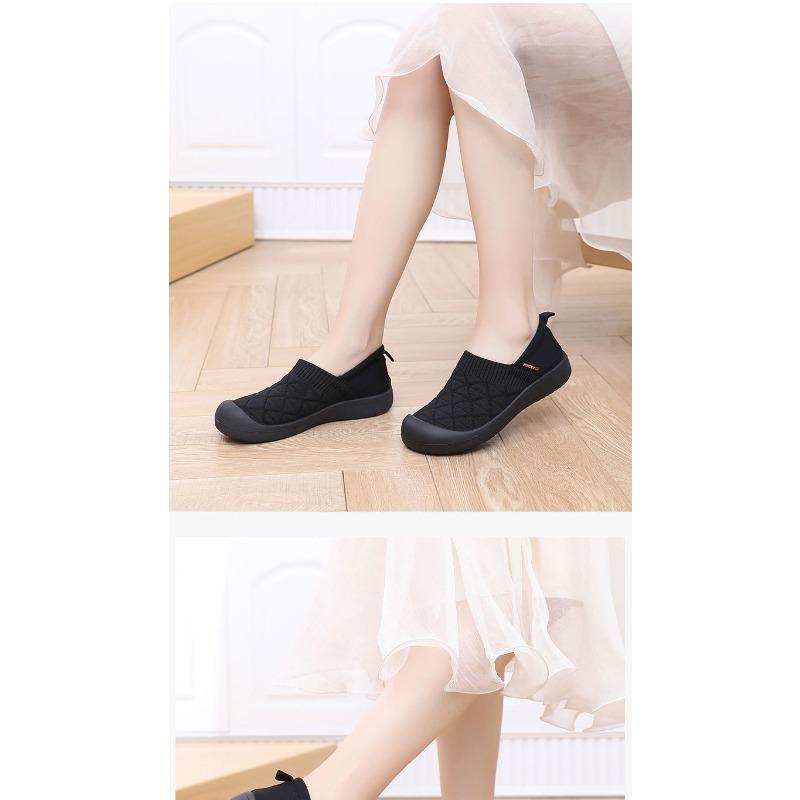 Women's Slip-On Cloth Flats, Soft Upper & Flexible Sole Comfort Shoes, Lightweight Non-Slip Work Loafers for Women