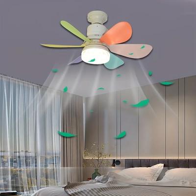 Ventilador de Teto Moderno com Luz Embutida e Controle Remoto - 3 Velocidades Ventos Configurações de Temporizador Interior Quarto Sala de Estar