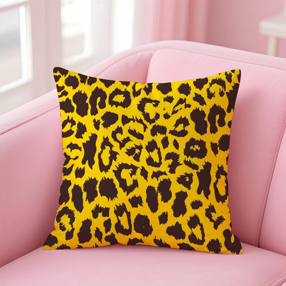 leopard print texture Cushion Cover Pillow Case Soft Friendly Fabric Concealed Zipper