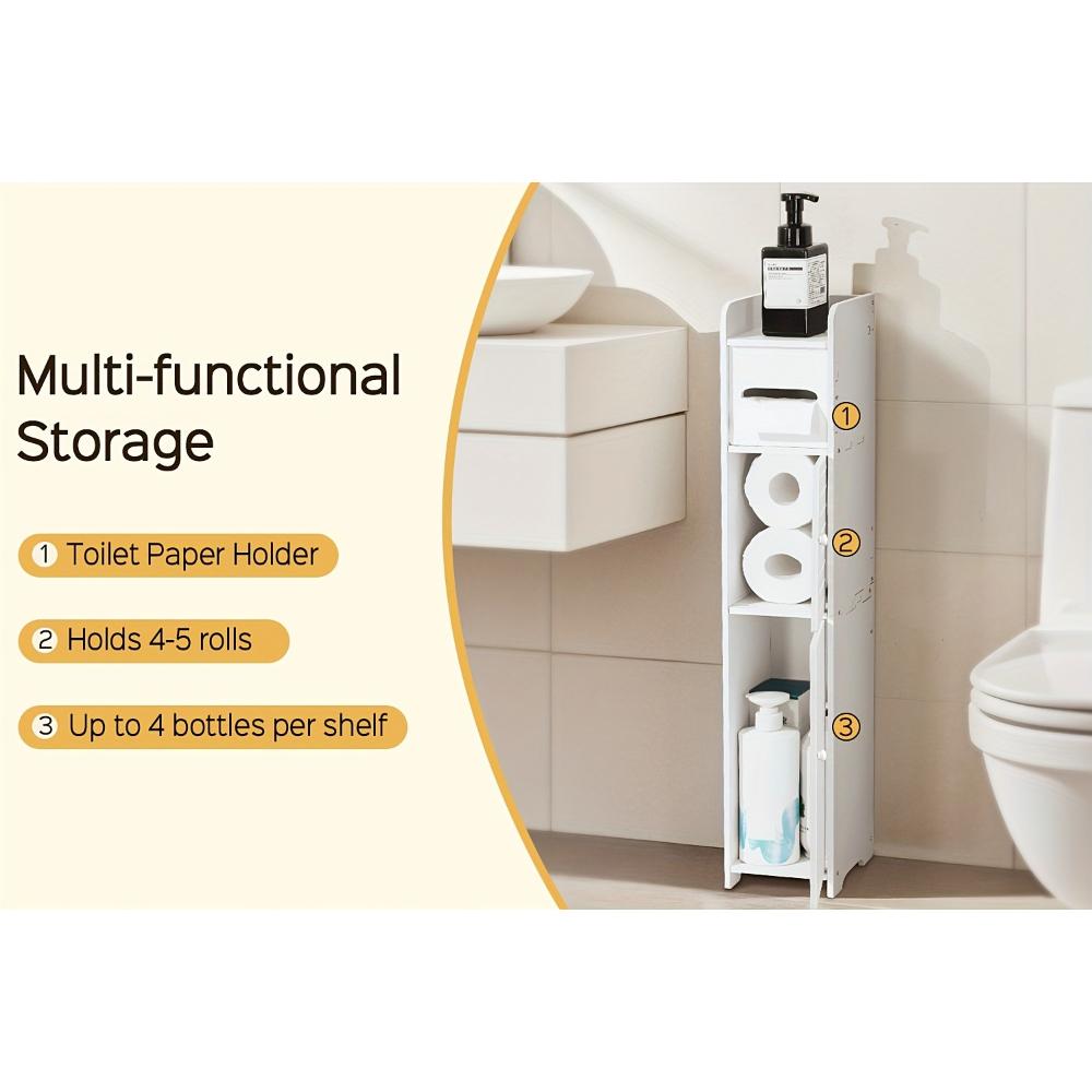 Compact Storage Unit for Bathrooms, Designed with A Slim Profile and Made From Durable PVC. Perfect for Small Areas, Easy To Put Together