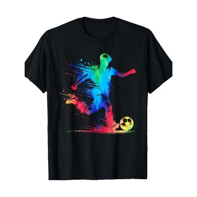 Cool Soccer for Men Youth Soccer Lover Player T-Shirt, Classic Retro Style, Round Neck Short Sleeves.