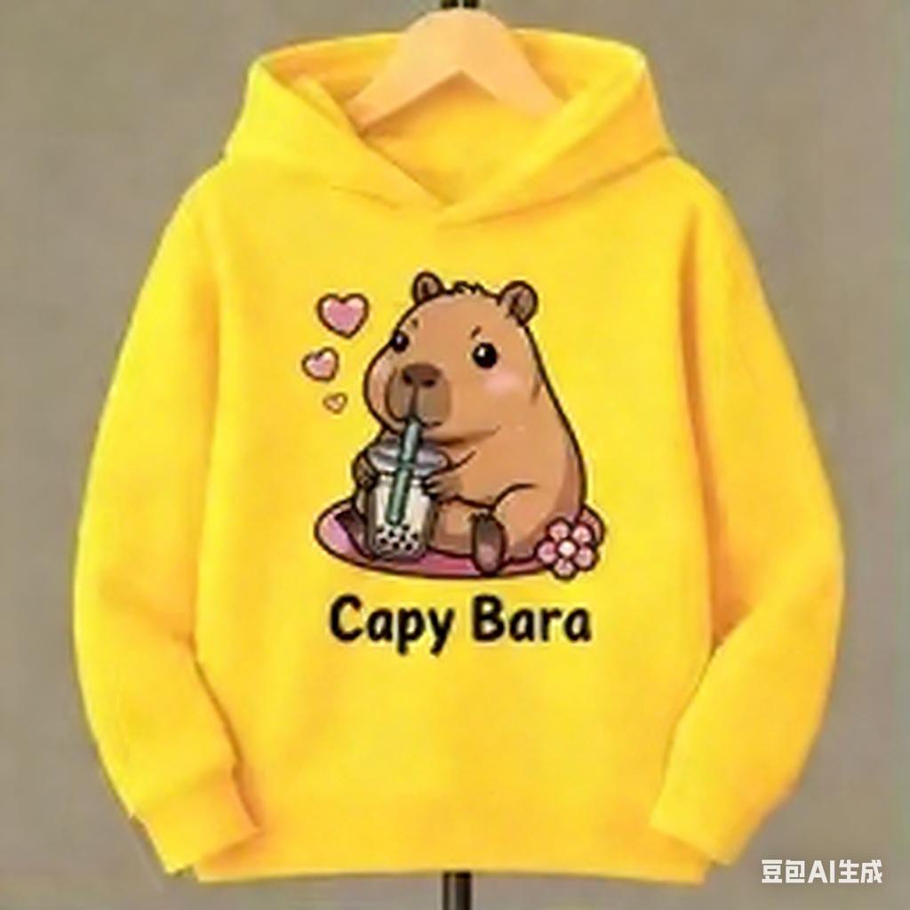 2er-Set Mädchen Kapybara Hoodie Jogginghose 3-12J Kinder Gemütliches Outfit Kapybara Spielkleidung Jungen Alltags-Sport Passendes Outfit