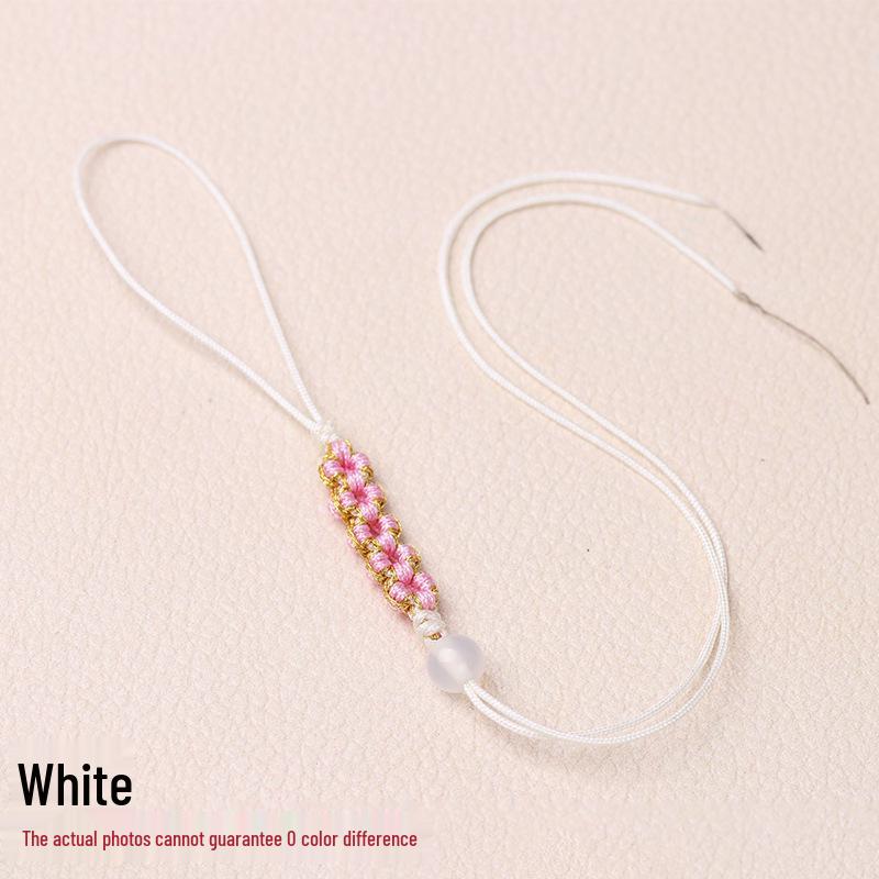 Peach Blossom Knot Phone Chain & Bag Pendant - Handmade Woven Jewelry Lanyard