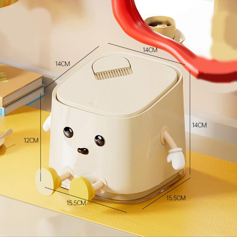 Space Saving Mini Trash Bin for Desk Press To Open Lid Plastic for Home and Office