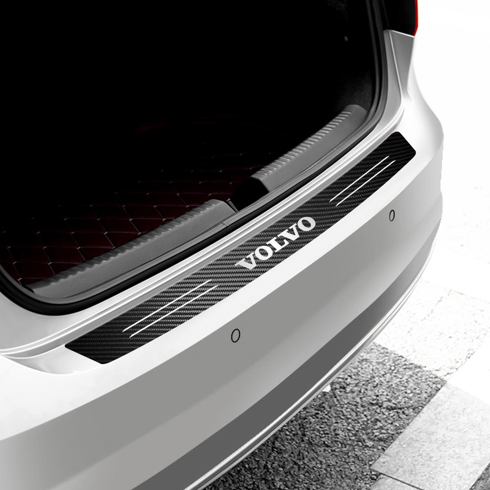 1pcs Carbon Fiber Auto Rear Trunk Bumper Protective Sticker Decal Car Styling For Volvo RDESIGN XC90 XC60 XC70 S60 S80 V40 V60 HF3
