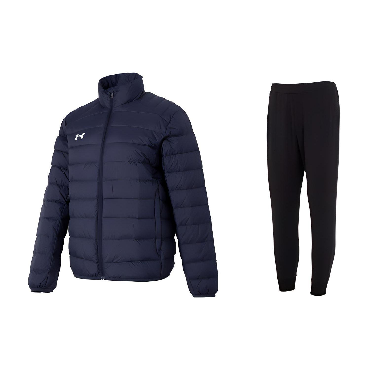 

Under Armour Однотонный повседневный стеганый пуховик со стоячим воротником и средней посадкой, дышащий повседневный трикотажный спортивный комплект из брюк 23600804-409+23600704-001 3XL