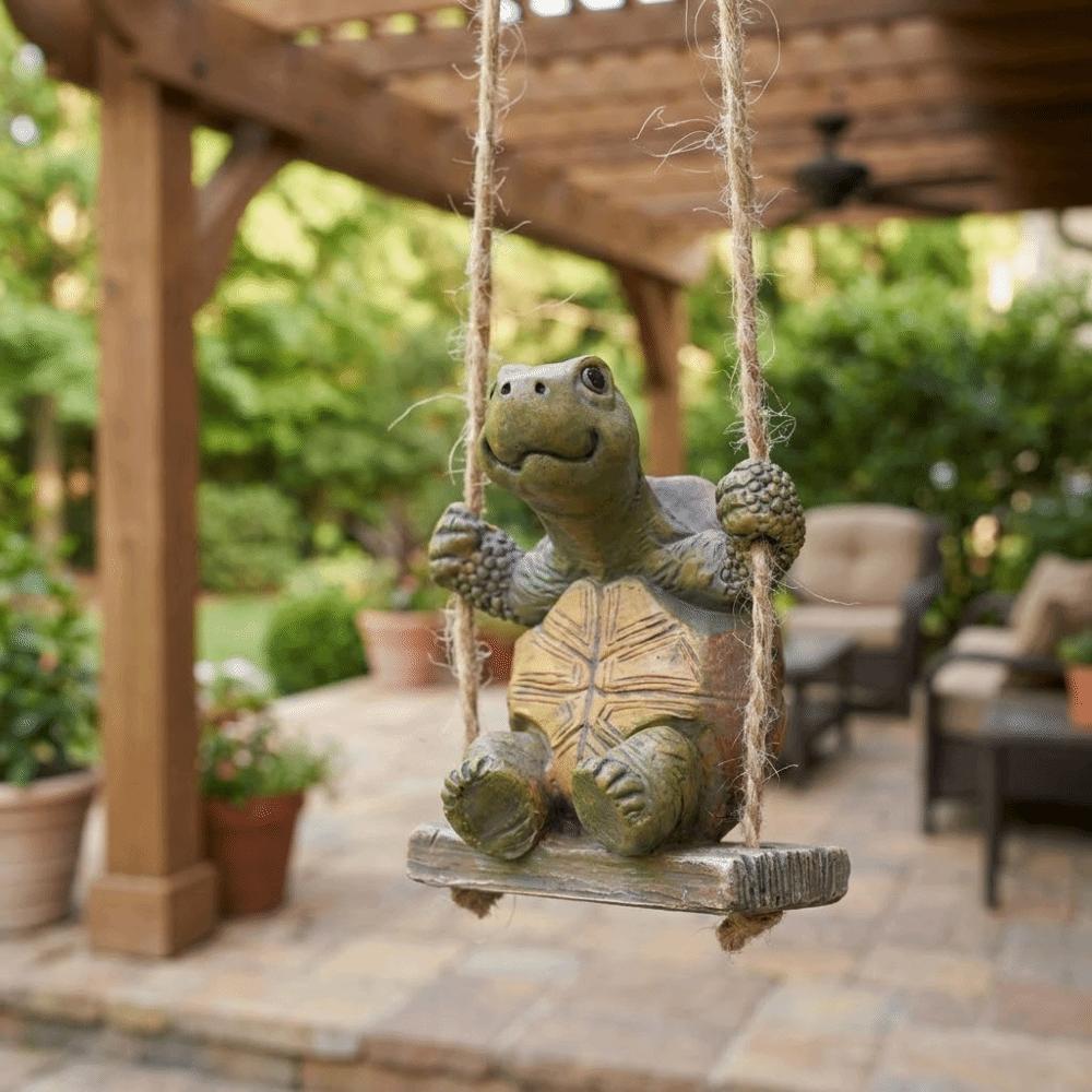 Resin Swing Turtles Statue Creative Craft Hanging Ornaments Animal Figurines Funny Sitting Turtles Sculptures Gift
