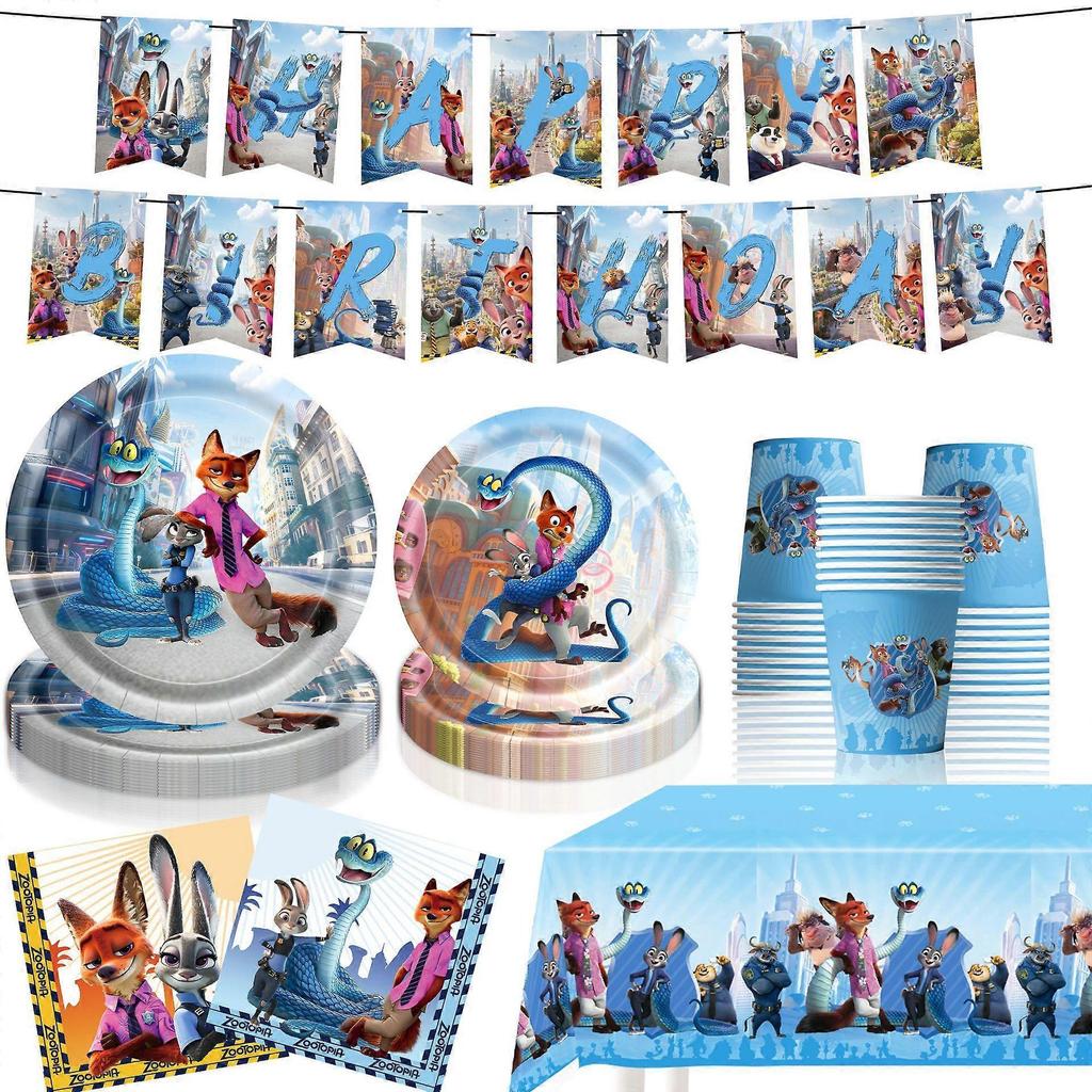 Kit Decorazioni Festa di Compleanno Zootopia 2, Striscioni Piatti Tovaglia Palloncini Forniture