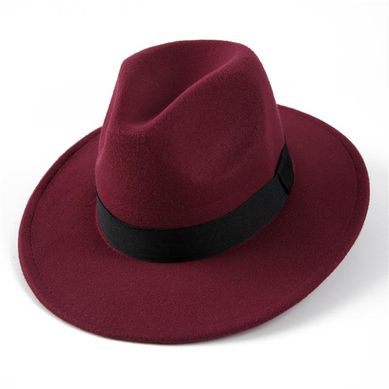 Autumn and winter woolen hat Shanghai beach retro black woolen hat gentleman's hat top hat British jazz hat