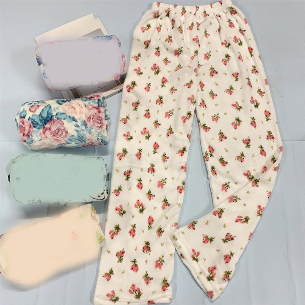 Pyjamahose für Damen, Flanellhose für Damen, Cartoon-Muster, lässige Heimhose, Herbst und Winter
