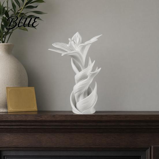 Artistic Lily Flower Floral Art Printed Modern Sculpture Decoration 3D Intertwined White Wedding Anniversary Pure Sculpture Gift for