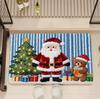 Cartoon Christmas Knit-Pattern Velvet Floor Mat: Non-Slip, Dirt-Resistant Bathroom or Entrance Door Decor