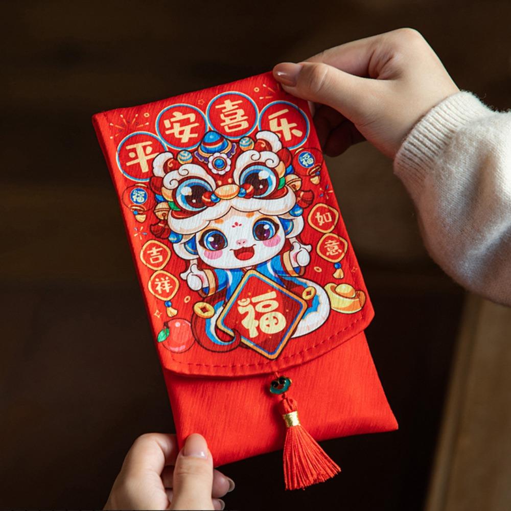 Chinese New Year 2025 Red Pocket Spring Festival Lucky Red Pockets Fabric Red Envelop  New Year