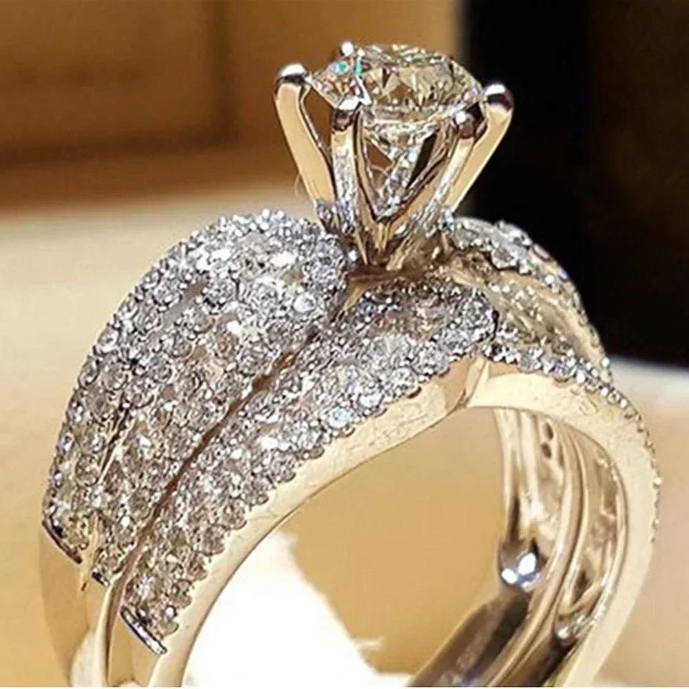 Fashion Geometric Design Women'S Ring Set - Modern Bride Wedding Engagement Jewelry Accessories For Wholesale