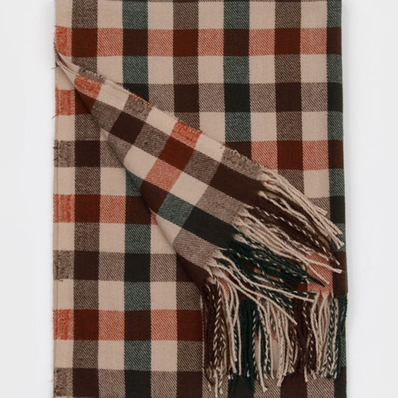 RECLOW BLOCK Tartan Check Muffler RED BROWN