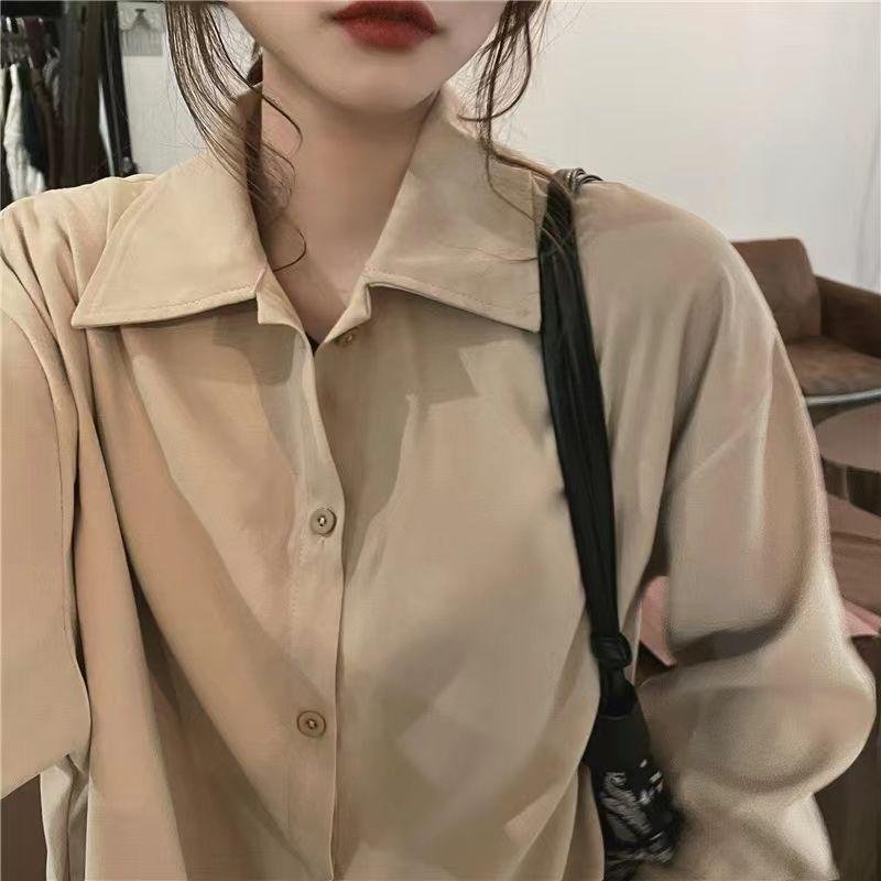 Retro Hong Kong Style Shirt Jacket Autumn Ladies French Design Sense Niche Short Section Long-sleeved Tops