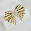 Atoztide Multiple Styles Exaggerated Flowers Earrings for Women Stainless Steel Irregular Double Color Stud Earring Jewelry Gift