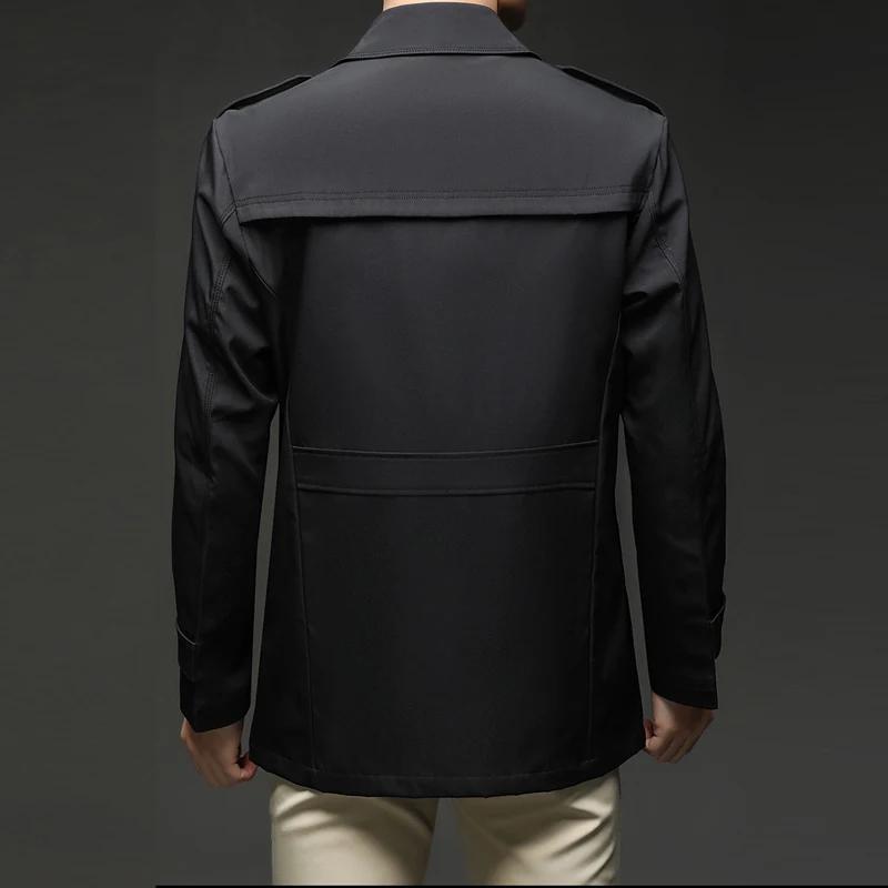 Spring Autumn Long Trench Men Turn Down Collar Fashion Business Casual Windbreaker Coat Male England Style Outerwear Plus Size