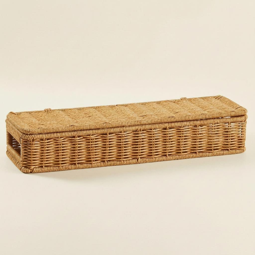 Rattan Storage Box with Lid Decorative Rattan Storage Box Lidded Wicker Basket Multi-Purpose Natural Wicker Organizer
