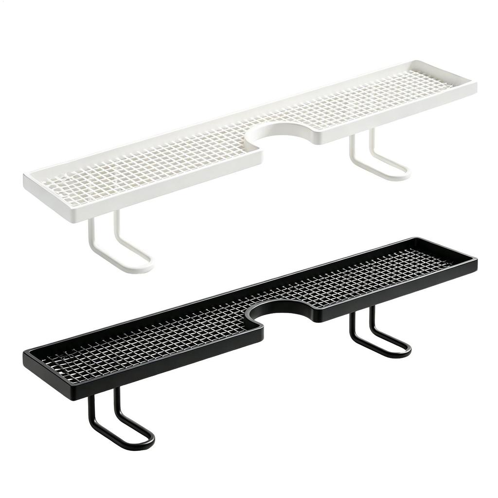 Bathroom Counter Shelf Draining Anti Slip Faucet Shelf Heavy Duty Hollow Out No Drill Bathroom Shelf Bathroom Sink Organizer