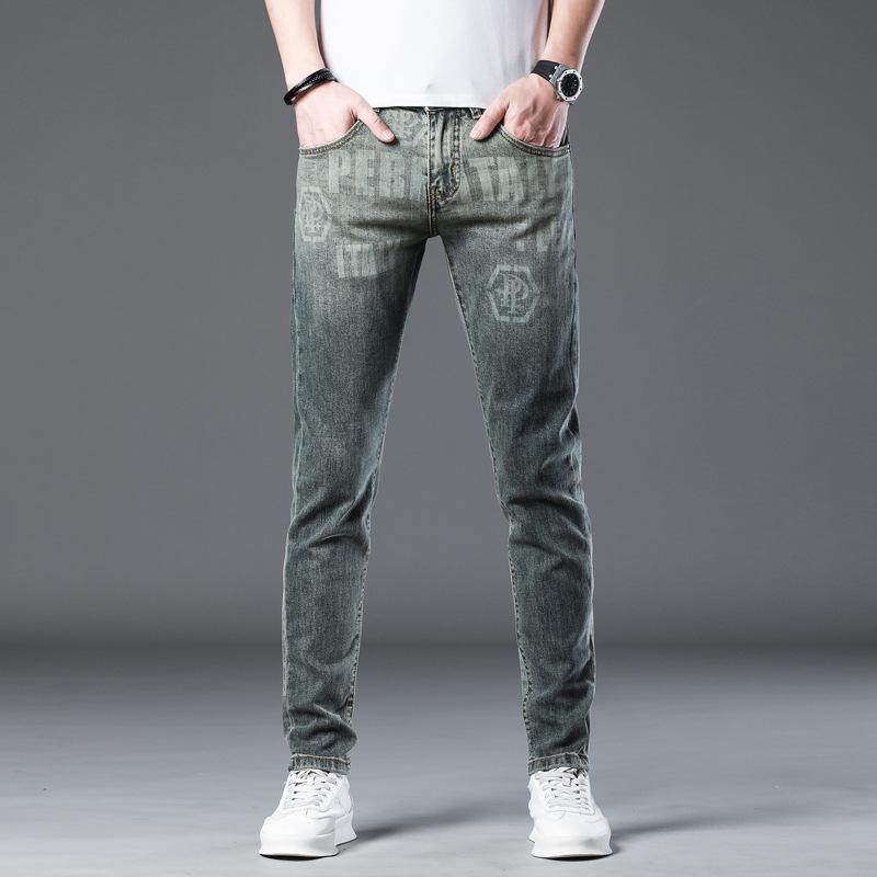 

Новые летние джинсы слим девять точек стрейч повседневные длинные брюки для мужчин 38