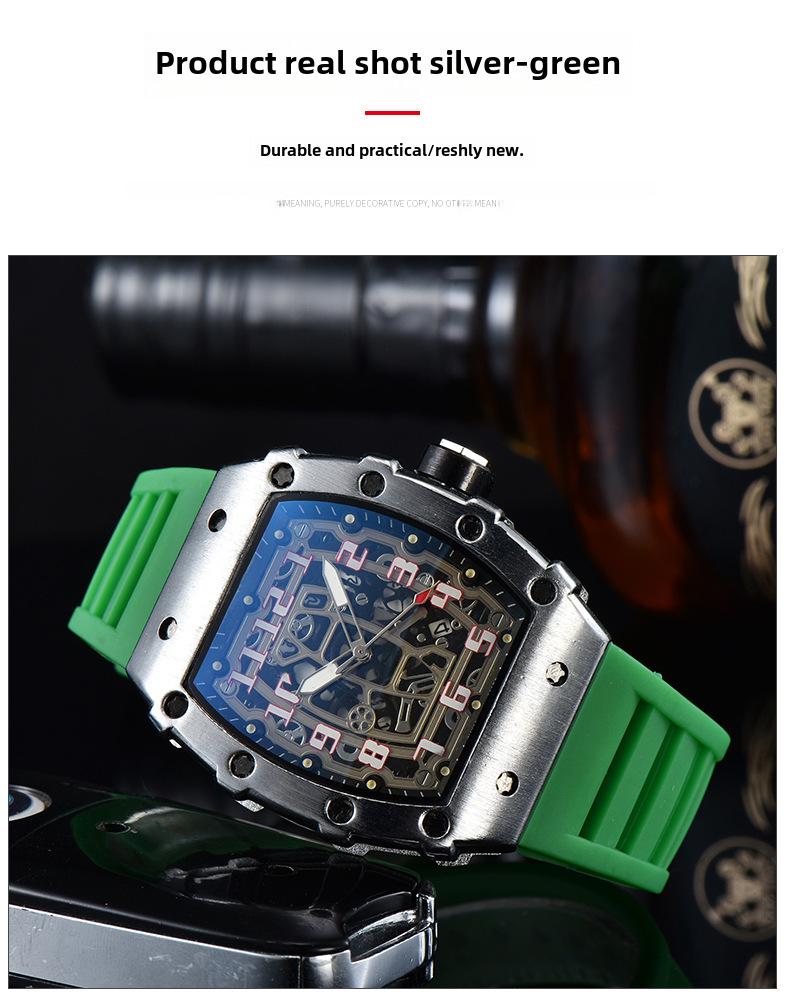 Barrel-Shaped Unisex Quartz Watch with Hollow Non-Mechanical Pointer and Single Calendar