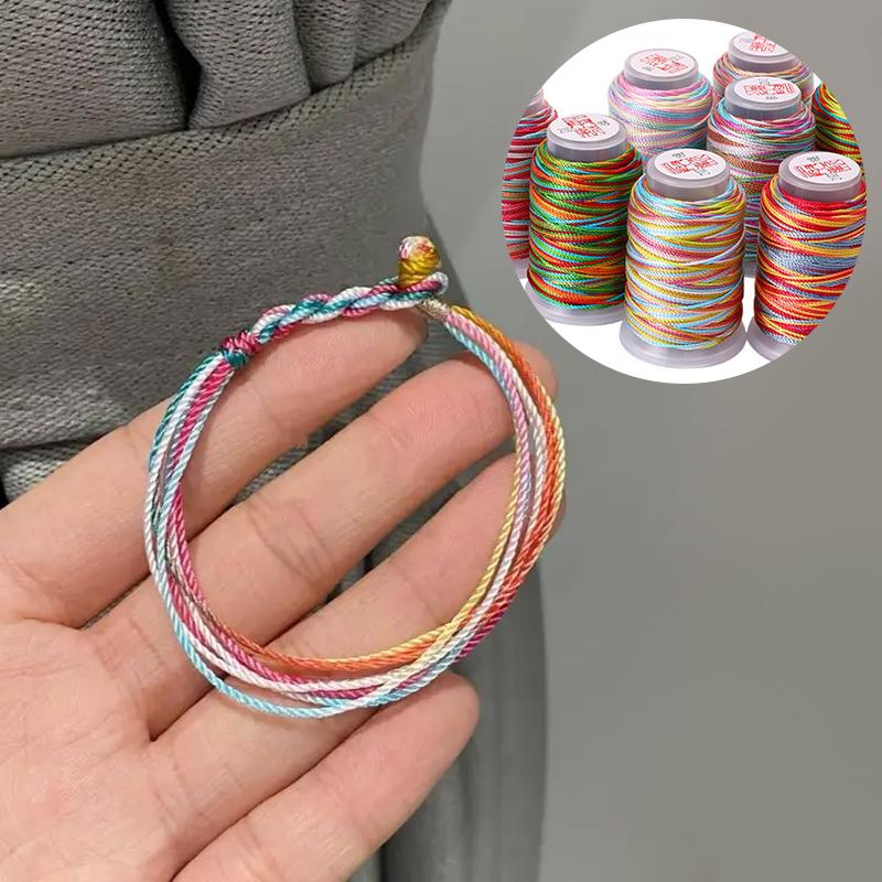 1 Bobine Fil Échoué DIY Bracelet Corde à Main Fil Coloré Dégradé Corde en Fibre Polyamide Tissage Corde Tissée 18 Brins